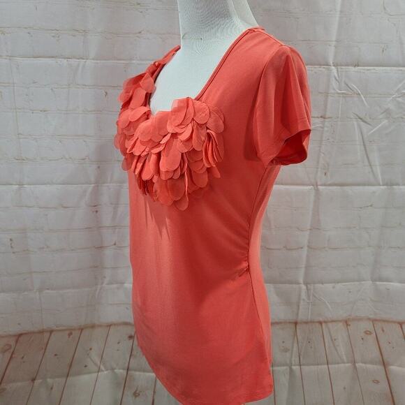 Cato orange/peach blouse with fringe on collar - Picture 12 of 14
